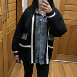 Veste bi matière en maille épaisse